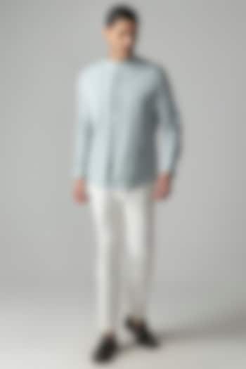 Light Teal Tencel Party Wear Shirt by AMIT ARORA at Pernia's Pop Up Shop