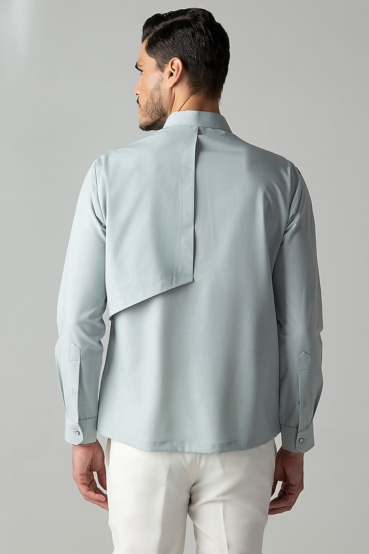 Light Teal Tencel Party Wear Shirt by AMIT ARORA at Pernia's Pop Up Shop