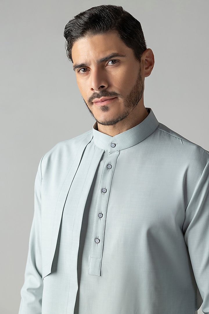 Light Teal Tencel Party Wear Shirt by AMIT ARORA at Pernia's Pop Up Shop