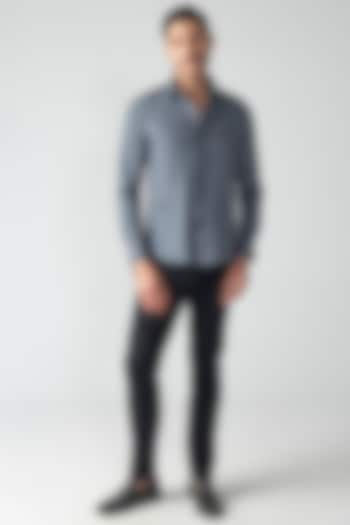 Grey Denim Party Wear Shirt by AMIT ARORA at Pernia's Pop Up Shop