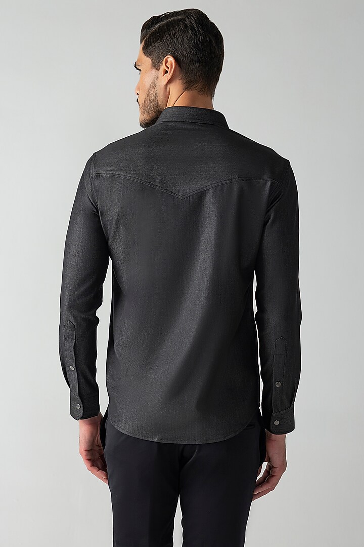 Black Denim Party Wear Shirt by AMIT ARORA at Pernia's Pop Up Shop