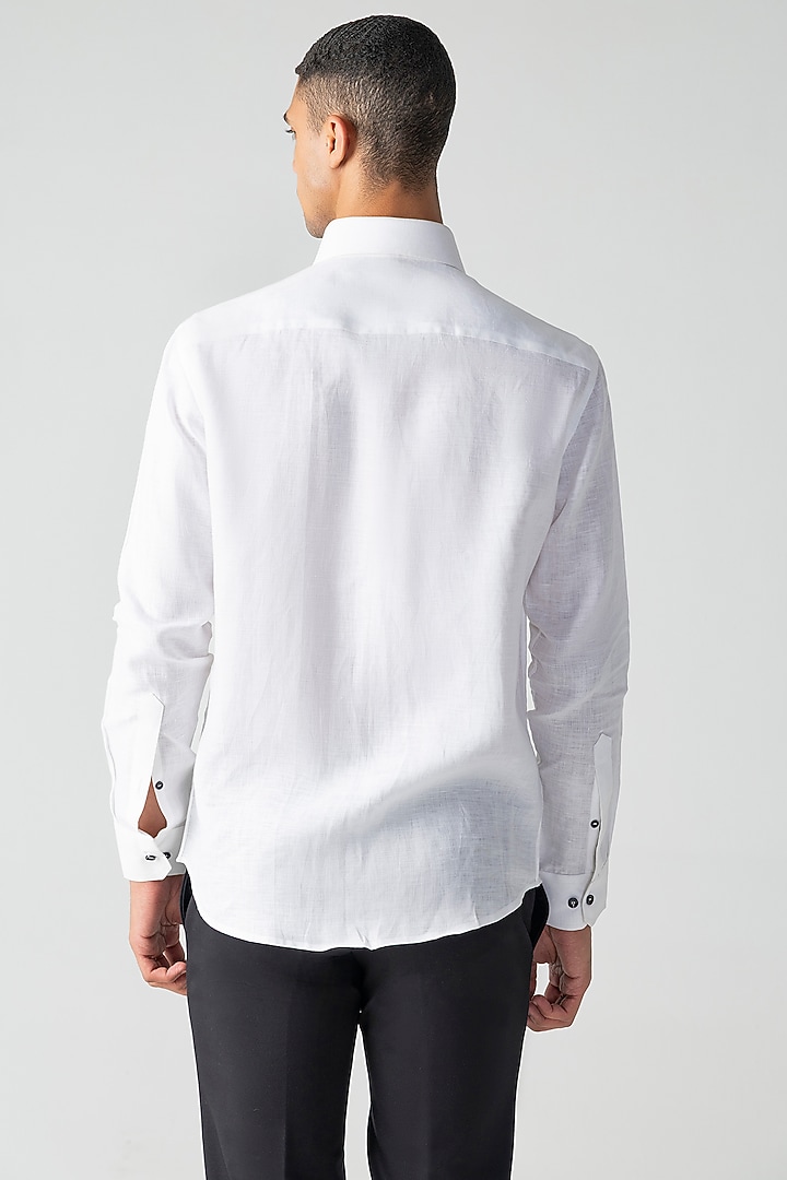 White Linen Party Wear Shirt by AMIT ARORA at Pernia's Pop Up Shop