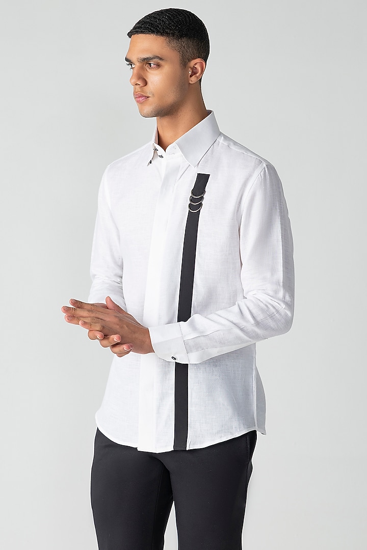 White Linen Party Wear Shirt by AMIT ARORA at Pernia's Pop Up Shop
