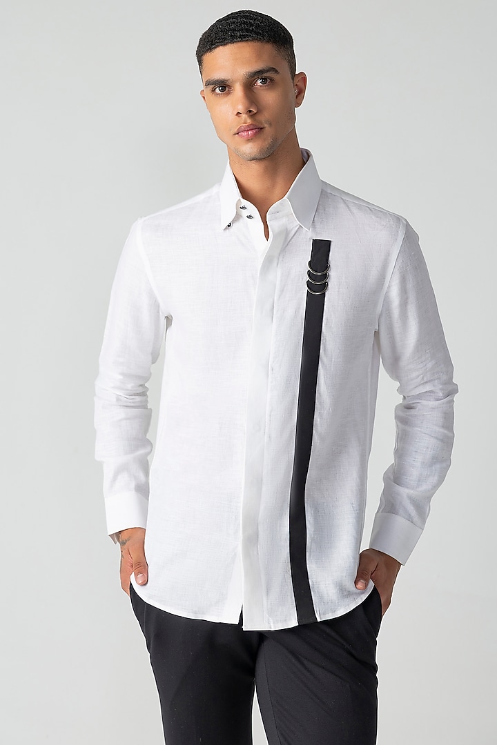 White Linen Party Wear Shirt by AMIT ARORA at Pernia's Pop Up Shop