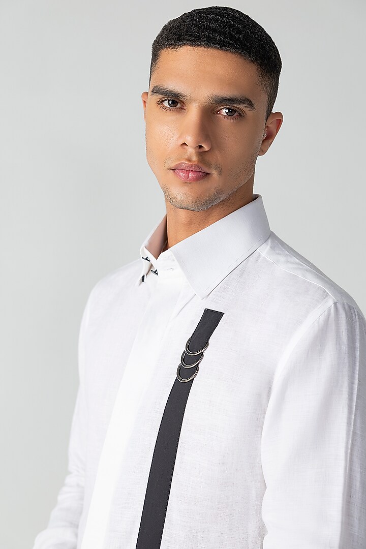 White Linen Party Wear Shirt by AMIT ARORA at Pernia's Pop Up Shop