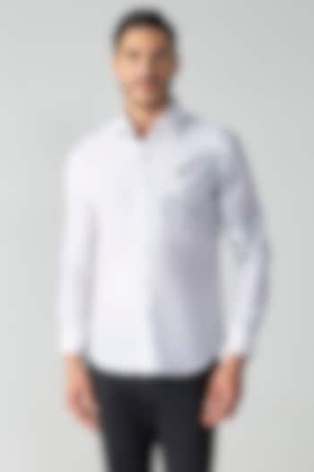 White Polynosic Embroidered Party Wear Shirt by AMIT ARORA at Pernia's Pop Up Shop