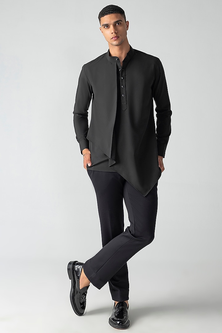 Black Tencel Party Wear Shirt by AMIT ARORA at Pernia's Pop Up Shop