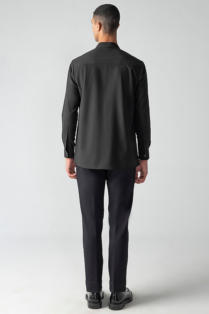 Black Tencel Party Wear Shirt by AMIT ARORA at Pernia's Pop Up Shop