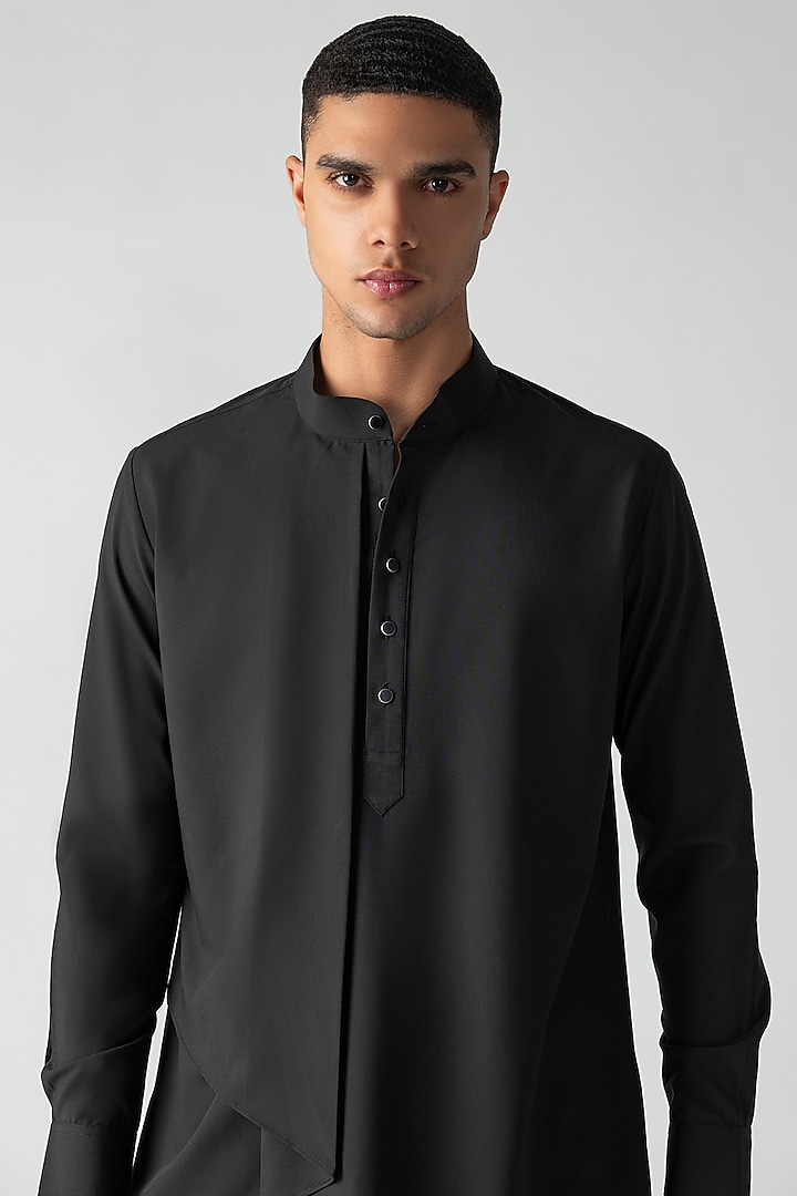 Black Tencel Party Wear Shirt by AMIT ARORA at Pernia's Pop Up Shop