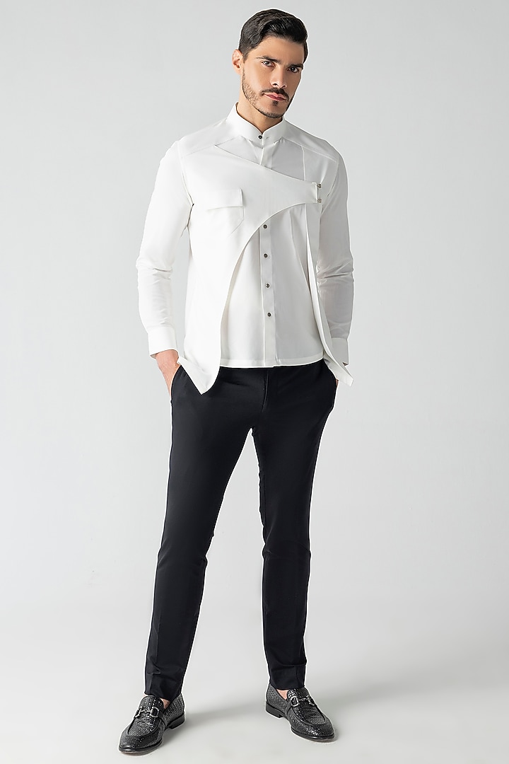 White Tencel Party Wear Shirt by AMIT ARORA at Pernia's Pop Up Shop