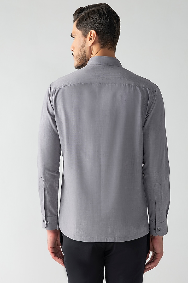 Light Grey Tencel Party Wear Shirt by AMIT ARORA at Pernia's Pop Up Shop