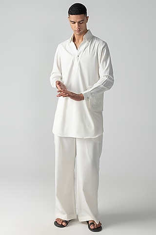 Ivory Crepe Co-Ord Set by AMIT ARORA