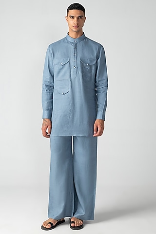 Sky Blue Crepe Co-Ord Set by AMIT ARORA