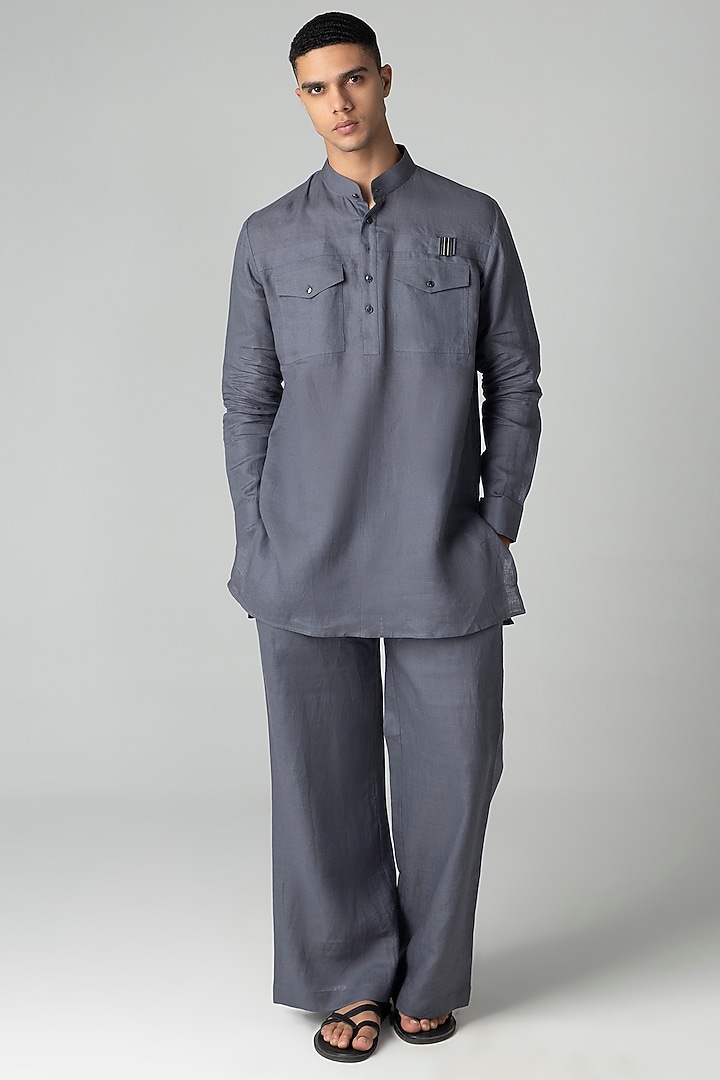 Grey Linen Co-Ord Set by AMIT ARORA at Pernia's Pop Up Shop