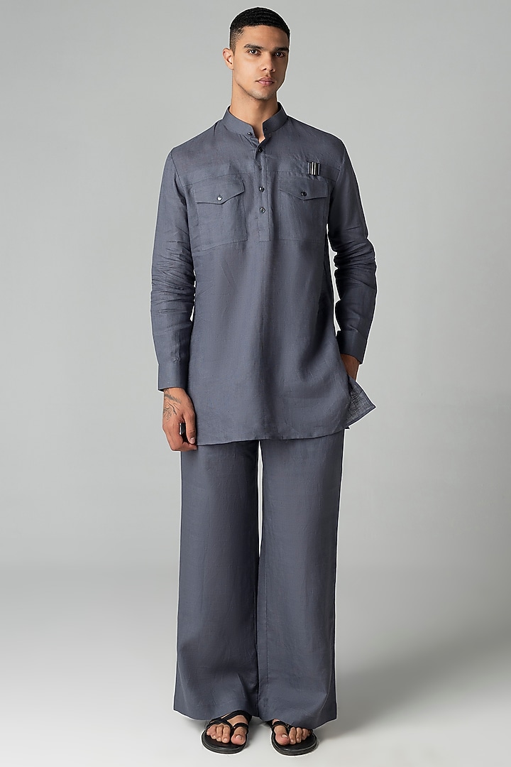 Grey Linen Co-Ord Set by AMIT ARORA at Pernia's Pop Up Shop
