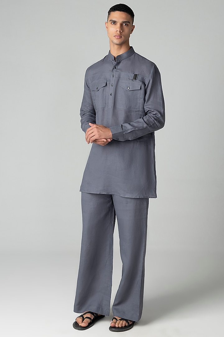 Grey Linen Co-Ord Set by AMIT ARORA at Pernia's Pop Up Shop