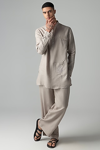 Beige Linen Co-Ord Set by AMIT ARORA