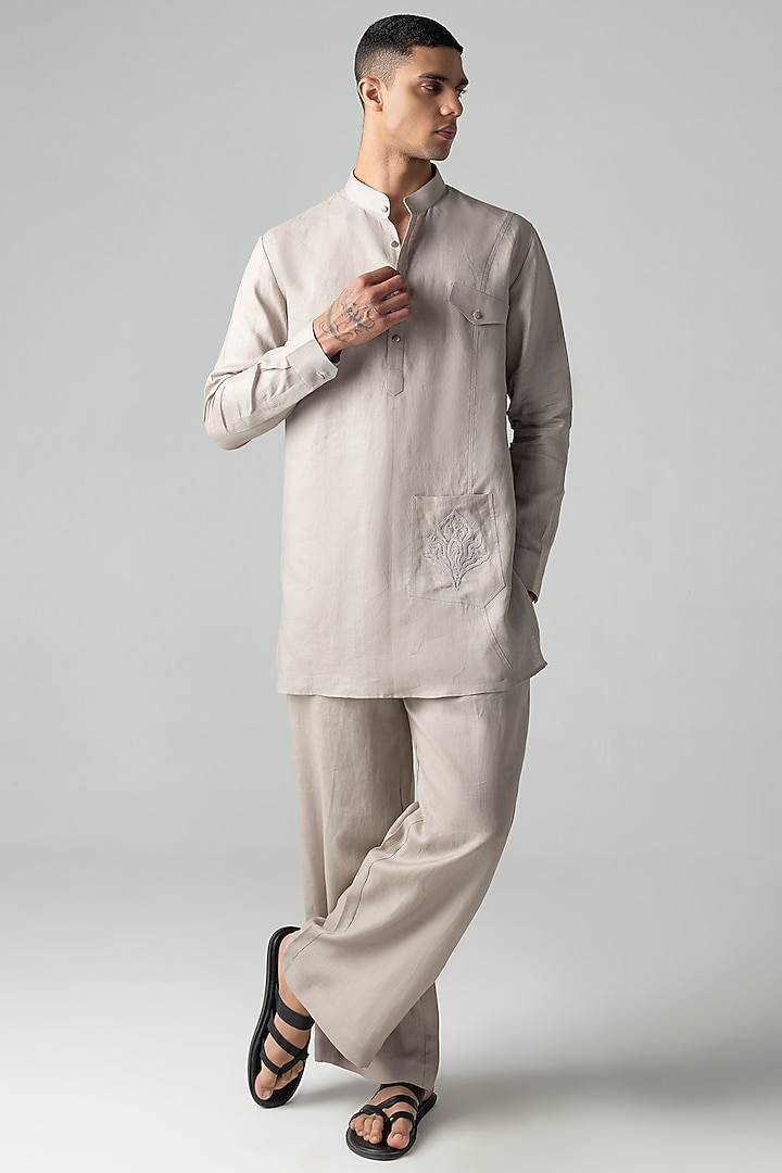 Beige Linen Co-Ord Set by AMIT ARORA at Pernia's Pop Up Shop