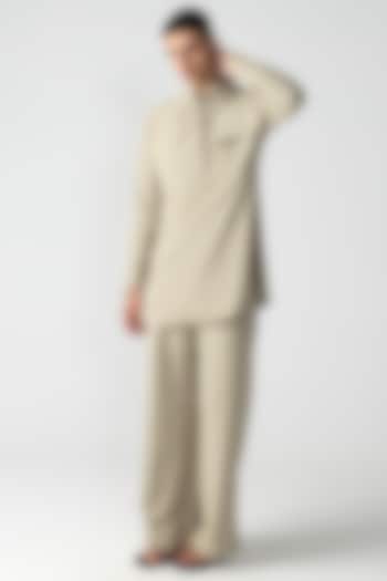 Beige Crepe Co-Ord Set by AMIT ARORA at Pernia's Pop Up Shop