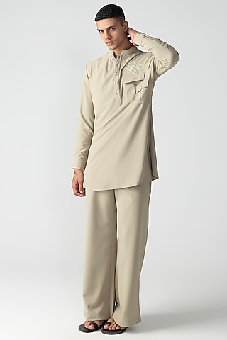 Beige Crepe Co-Ord Set by AMIT ARORA