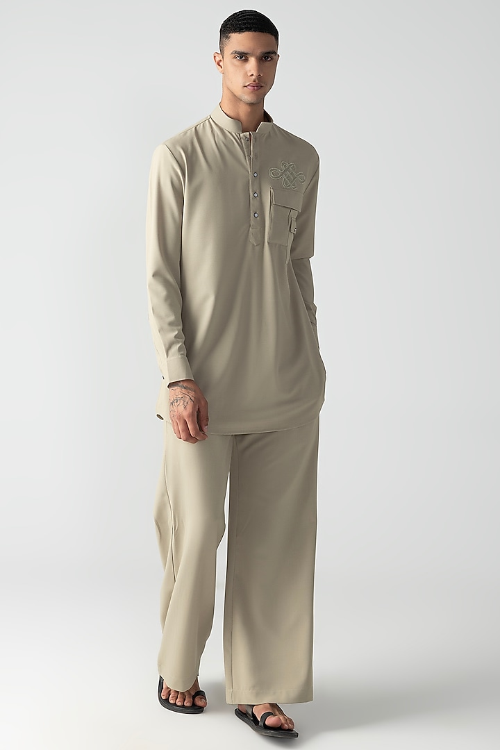 Beige Crepe Co-Ord Set by AMIT ARORA at Pernia's Pop Up Shop