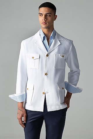 White Linen Shacket by AMIT ARORA