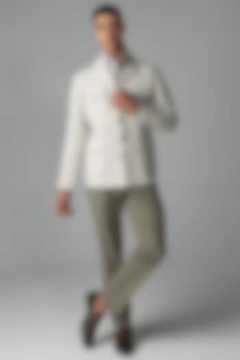 Beige Linen Shacket by AMIT ARORA at Pernia's Pop Up Shop