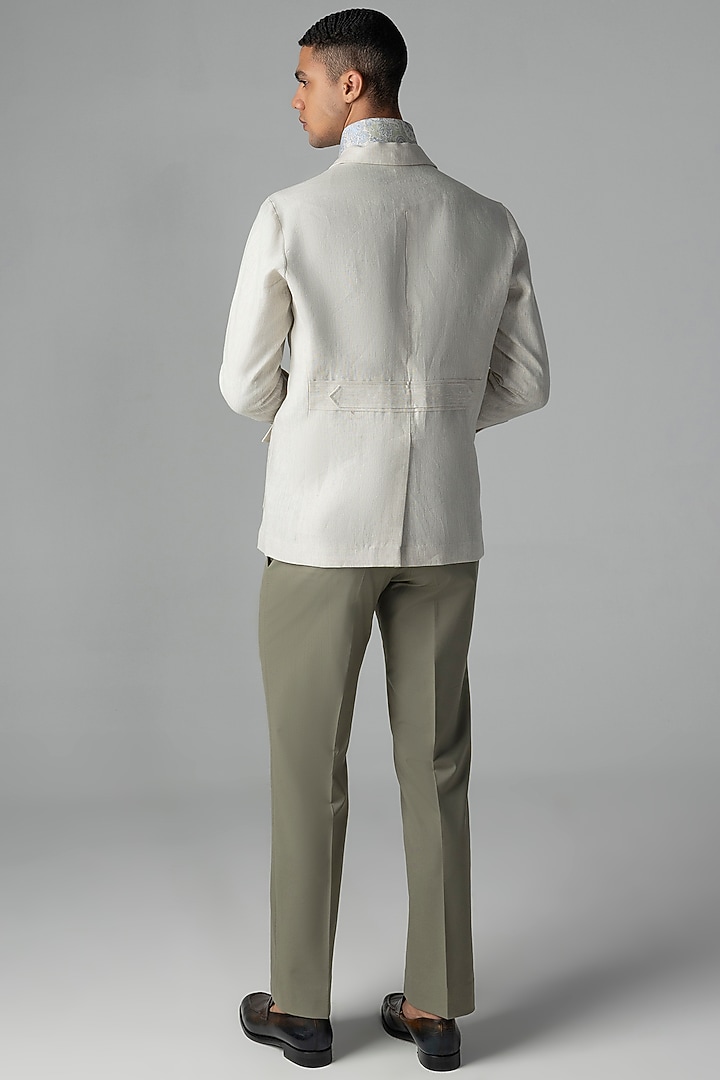 Beige Linen Shacket by AMIT ARORA at Pernia's Pop Up Shop