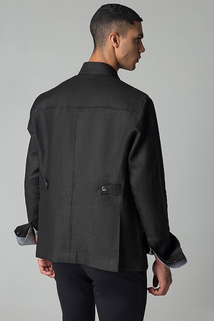 Black Linen Shacket by AMIT ARORA at Pernia's Pop Up Shop