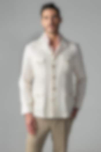Cream Linen Shacket by AMIT ARORA at Pernia's Pop Up Shop