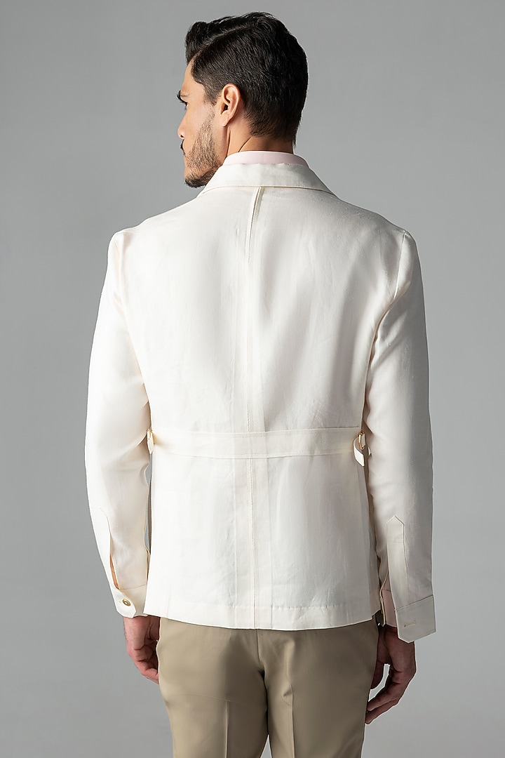 Cream Linen Shacket by AMIT ARORA at Pernia's Pop Up Shop