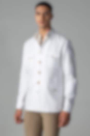 White Linen Shacket by AMIT ARORA at Pernia's Pop Up Shop