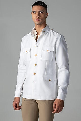 White Linen Shacket by AMIT ARORA