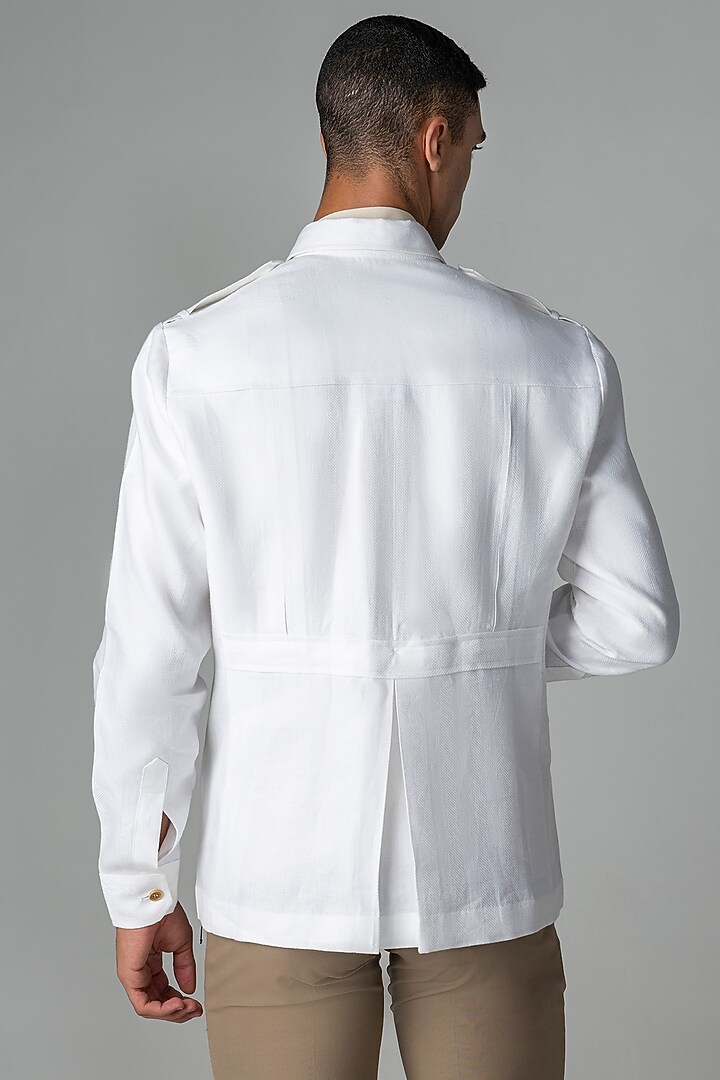 White Linen Shacket by AMIT ARORA at Pernia's Pop Up Shop