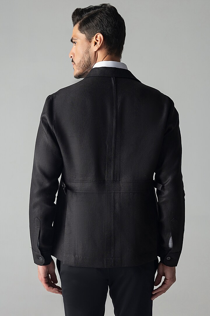 Black Linen Shacket by AMIT ARORA at Pernia's Pop Up Shop