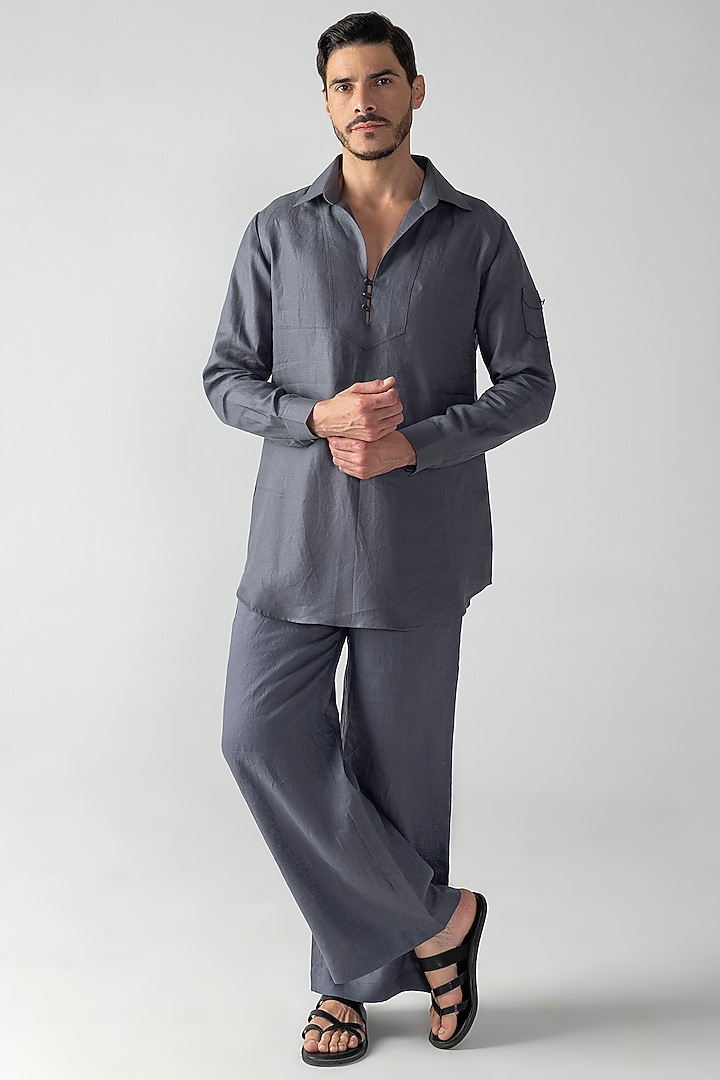 Grey Linen Co-Ord Set by AMIT ARORA at Pernia's Pop Up Shop