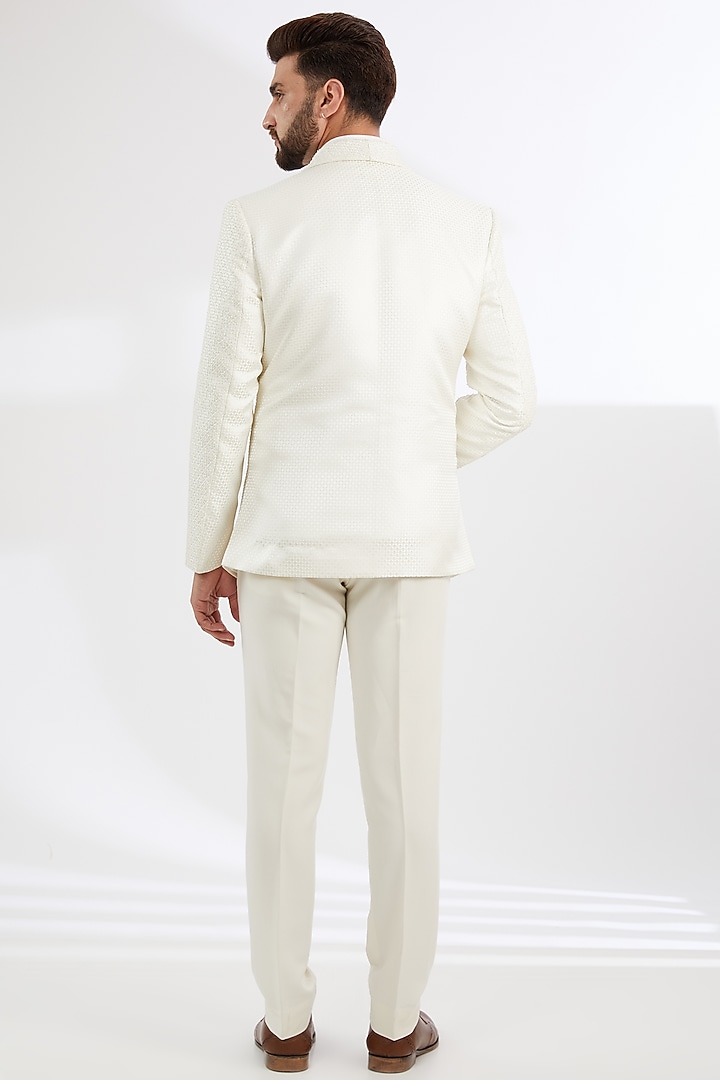 Ivory Jacquard & Matka Silk Wedding Indowestern Set by AMIT ARORA at Pernia's Pop Up Shop