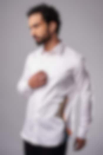 White Cotton Lycra Digital Printed Party Wear Shirt by AMIT ARORA at Pernia's Pop Up Shop