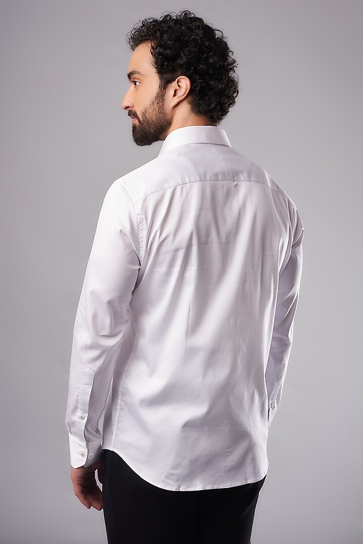 White Cotton Lycra Digital Printed Party Wear Shirt by AMIT ARORA at Pernia's Pop Up Shop