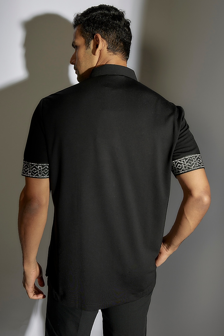 Black Knit T-Shirt by AMIT ARORA at Pernia's Pop Up Shop