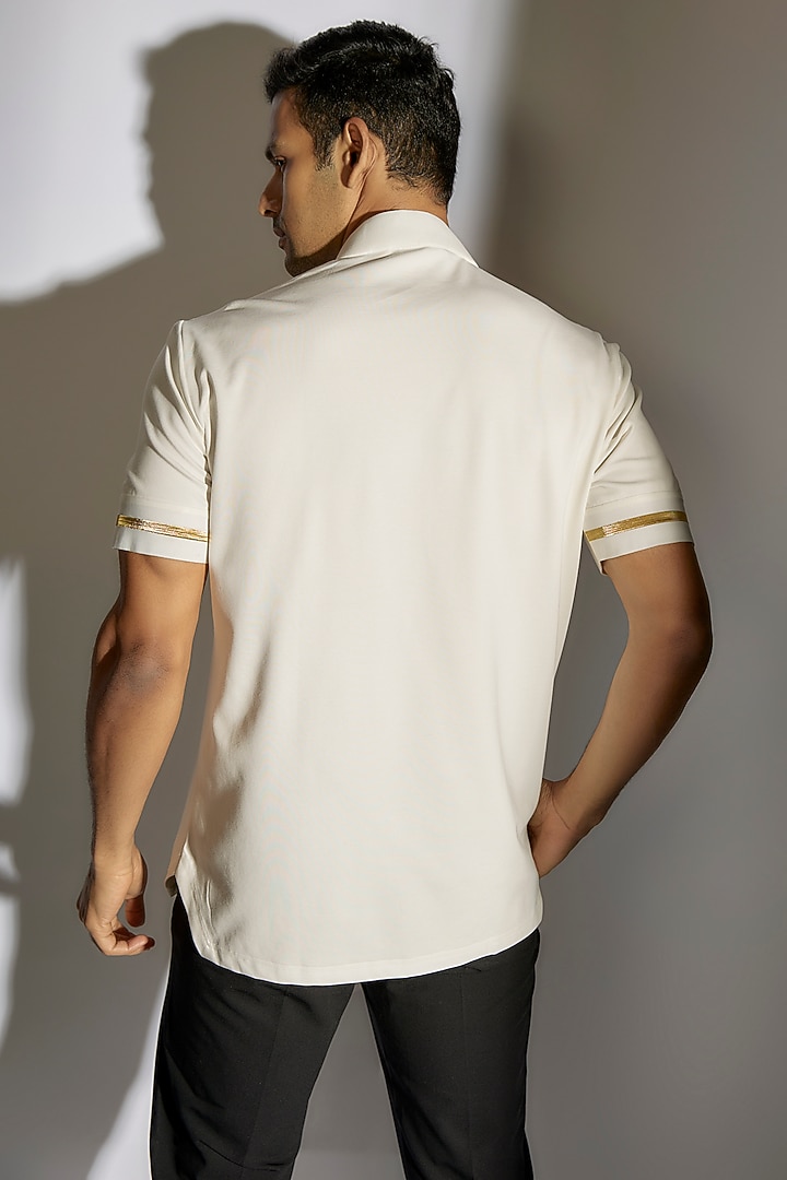White Knit T-Shirt by AMIT ARORA at Pernia's Pop Up Shop