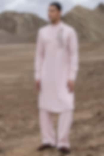 Pink Knit Embellished Kurta Set by AMIT ARORA