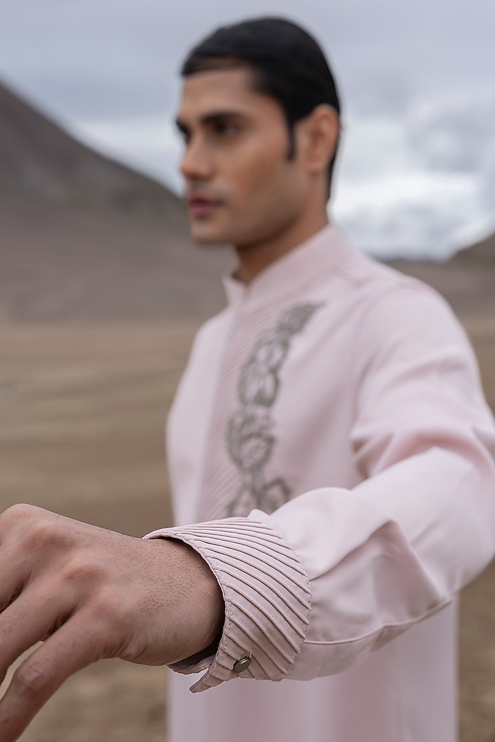 Pink Knit Embellished Kurta Set by AMIT ARORA at Pernia's Pop Up Shop