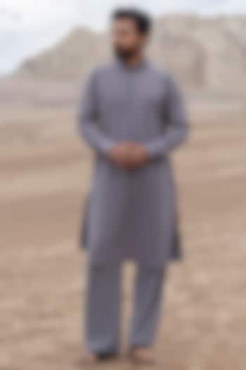 Grey Knit Kurta Set by AMIT ARORA