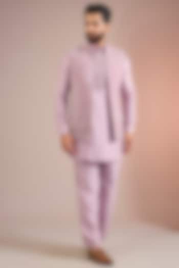 Pink Silk Bundi Jacket Set by AMIT ARORA at Pernia's Pop Up Shop