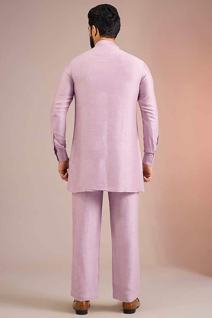 Pink Silk Bundi Jacket Set by AMIT ARORA at Pernia's Pop Up Shop