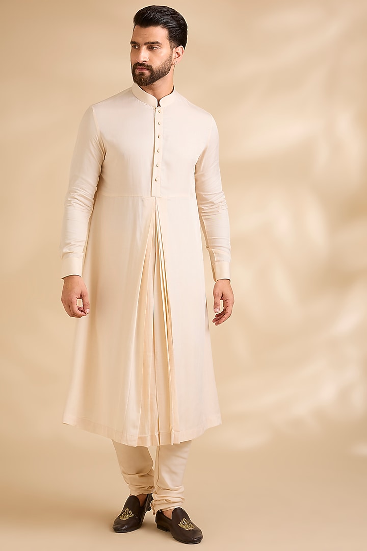 Light Peach Silk Groom Sherwani Set by AMIT ARORA at Pernia's Pop Up Shop