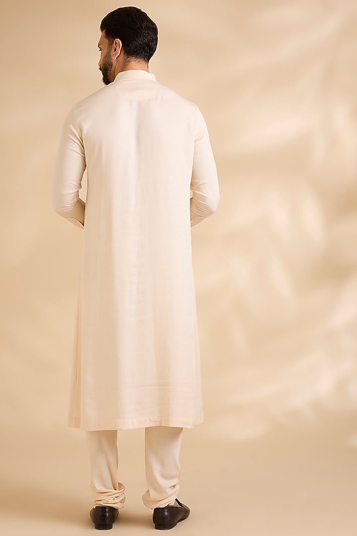 Light Peach Silk Groom Sherwani Set by AMIT ARORA at Pernia's Pop Up Shop