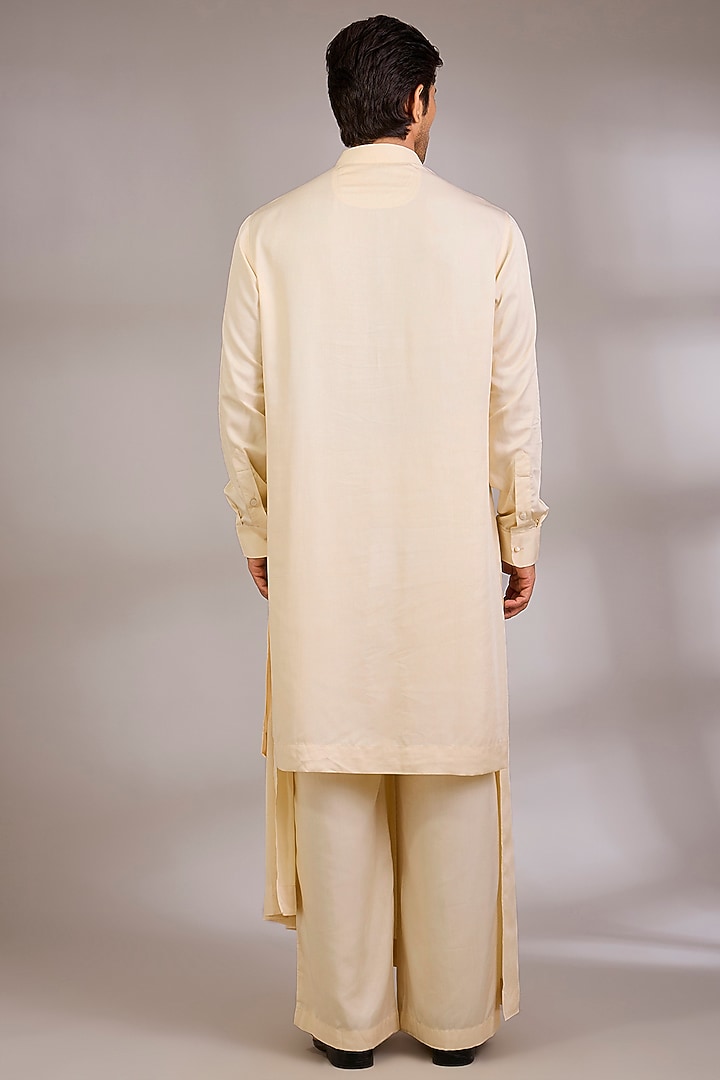 Beige Silk Groom Sherwani Set by AMIT ARORA at Pernia's Pop Up Shop