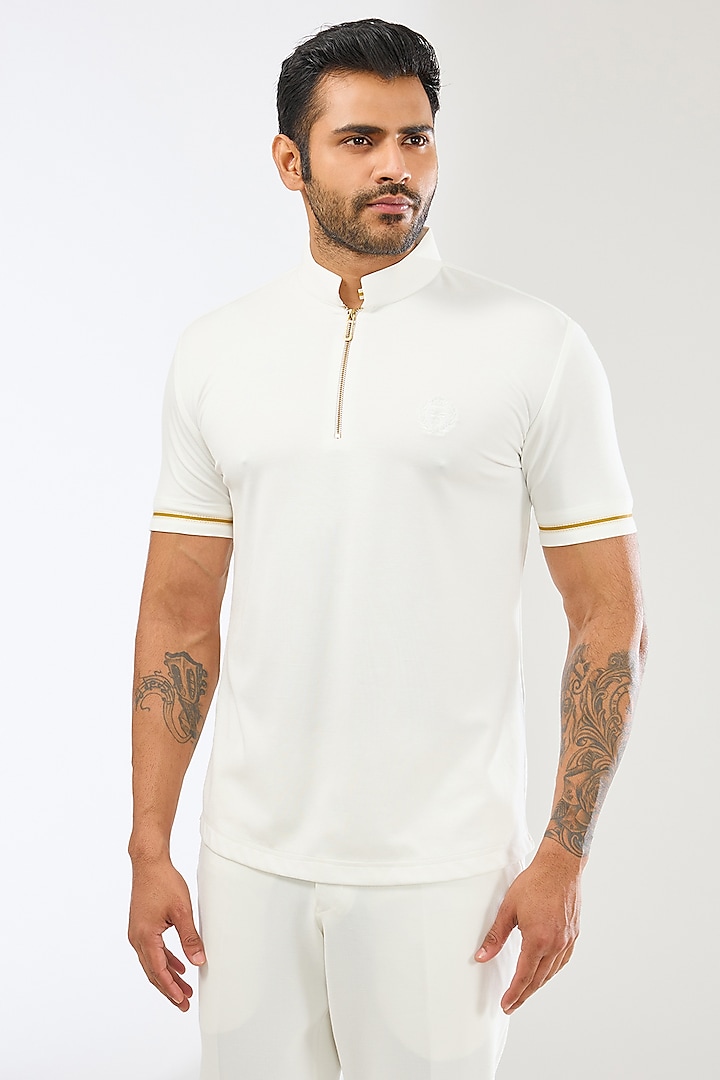 White Knit T-Shirt by AMIT ARORA